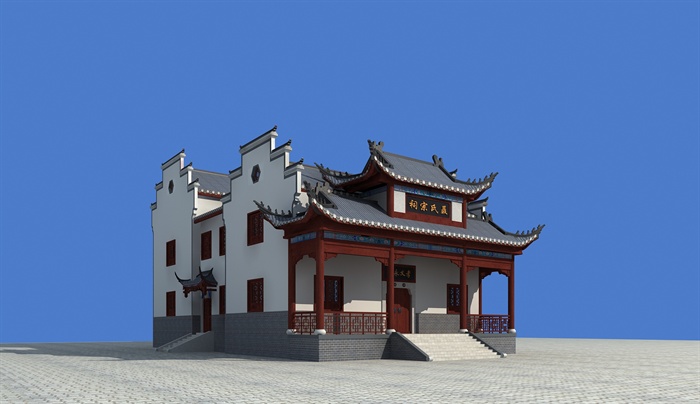 古典中式祠堂建筑设计3dmax模型