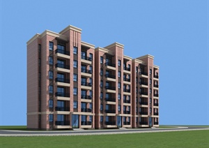 现代多层住宅楼建筑设计3dmax模型