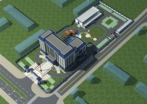某现代风格检察院办公楼建筑设计3d模型