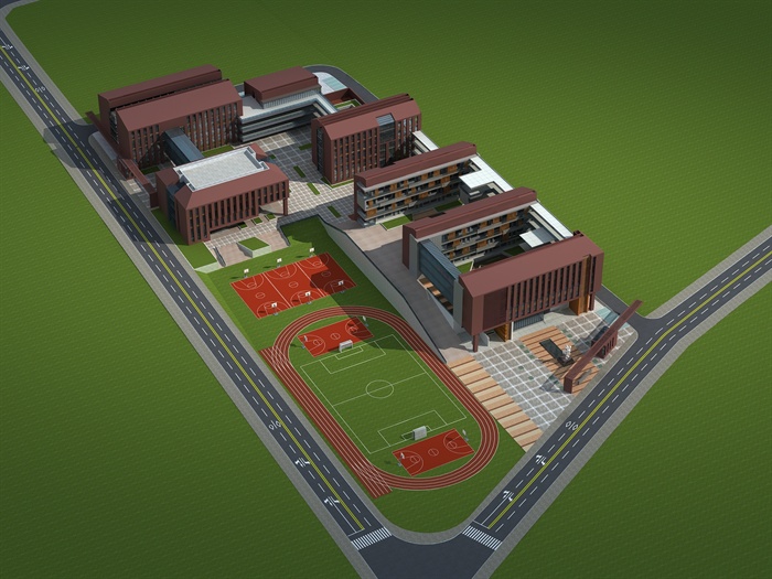 现代风格学校教学楼建筑设计3dmax模型