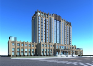 某现代风格详细酒店建筑楼设计3d模型