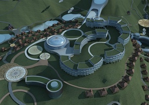 某现代风格天马公园旅游区景观设计3d模型