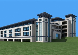 现代中式教学楼建筑设计3dmax模型