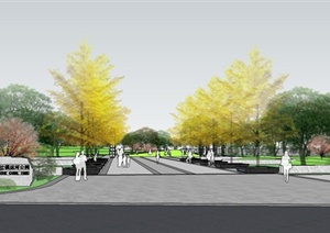 精美现代风格公园景观规划设计SU(草图大师)模型
