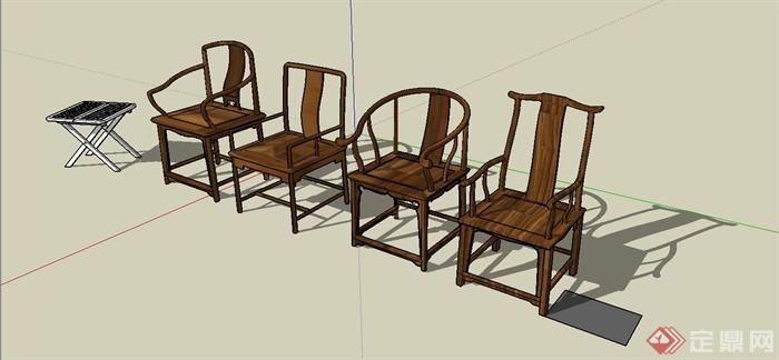 细致中式椅子设计SU模型(2)
