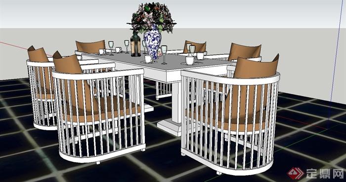 现代风格餐桌椅设计SU模型(2)