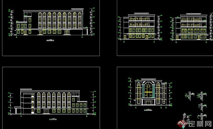 某美式风格多层食堂全套建筑设计cad施工图(1)