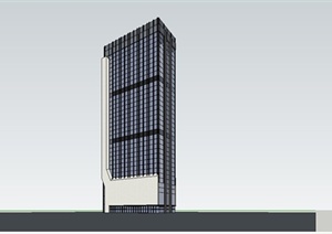 某现代简洁高层办公楼建筑设计SU(草图大师)模型
