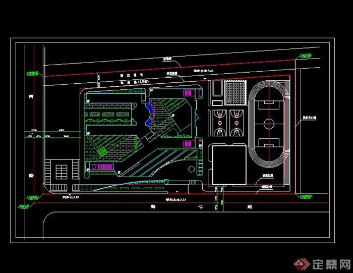 现代风格小学规划设计cad总平面图(1)