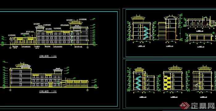 某欧式风格详细多层学校全套建筑设计cad施工图(2)