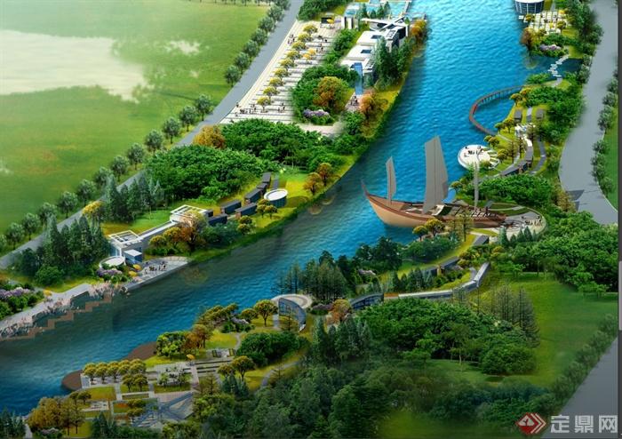 某细致现代风格滨河景观规划设计PSD效果图(3)