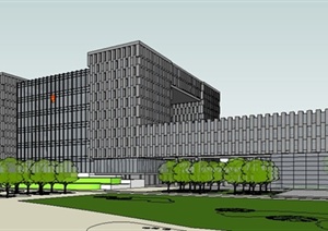 现代行政服务中心建筑设计SU(草图大师)模型