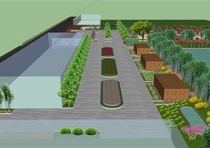 某现代风格度假广场景观规划设计SU(草图大师)模型
