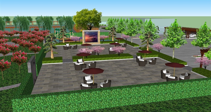 某现代风格度假广场景观规划设计SU模型