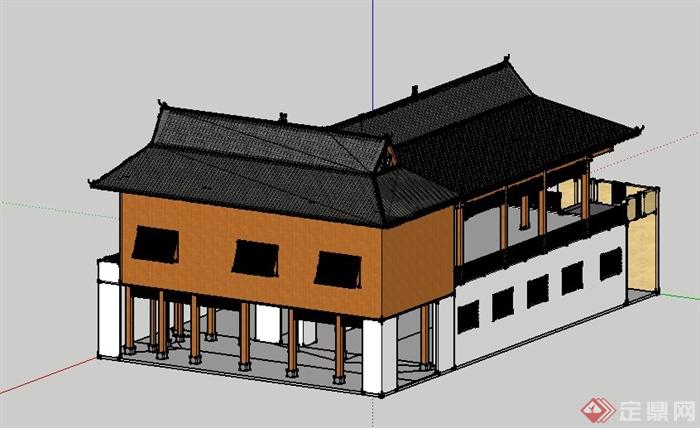 某傣族民居建筑设计su模型(4)