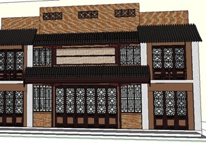酒楼餐馆建筑立面设计SU(草图大师)模型