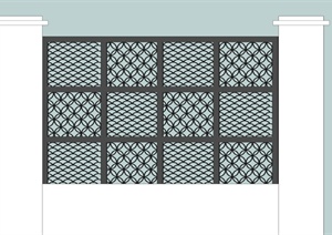 现代中式风格详细镂空围墙设计SU(草图大师)模型