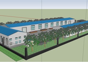 现代简约养鸡场厂房建筑设计Su模型