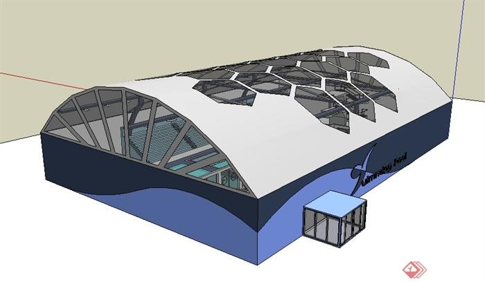 现代游泳馆建筑及室内设计su模型(2)