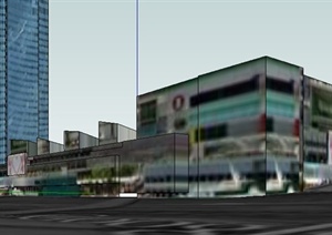 现代超高层综合办公楼建筑SU(草图大师)模型