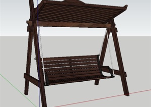 木质秋千椅单体SU(草图大师)模型