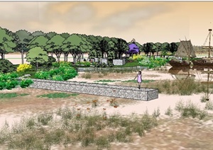 某现代风格湿地公园景观设计SU(草图大师)模型
