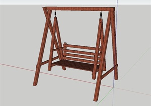 现代风格完整的木质秋千座椅设计SU(草图大师)模型