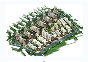 某现代风格住宅区景观规划设计JPG效果图
