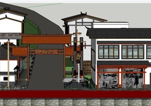 某现代中式风格民居住宅多层建筑设计SU(草图大师)模型