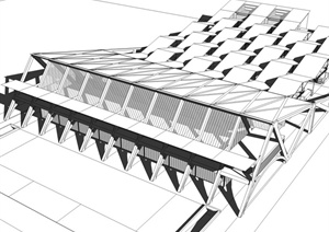 某现代风格无材质贴图客运站建筑设计SU(草图大师)模型
