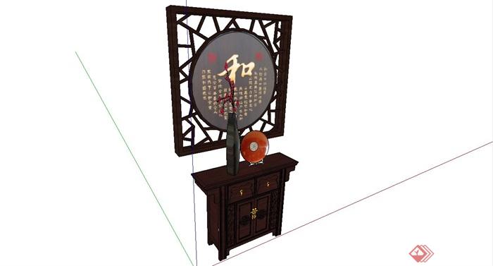 某古典中式风格装饰柜设计SU模型(1)