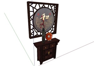 某古典中式风格装饰柜设计SU(草图大师)模型