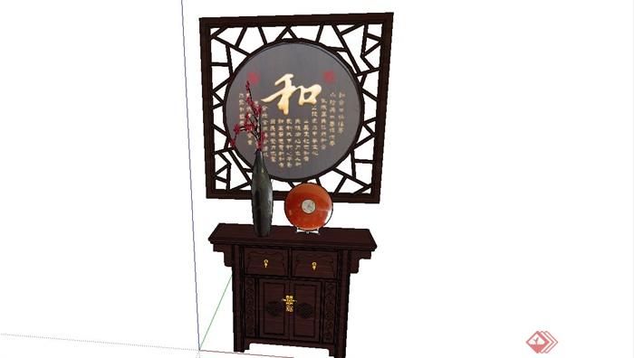 某古典中式风格装饰柜设计SU模型(2)