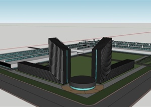 现代办公工业建筑规划设计SU(草图大师)模型