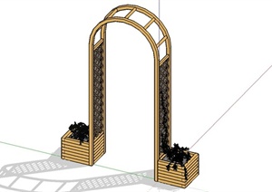 某现代风格木质园门设计SU(草图大师)模型