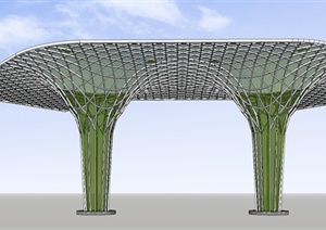 雨伞形景观凉亭SU(草图大师)精致模型
