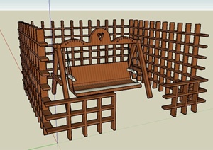 某现代风格秋千架围栏设计SU(草图大师)模型