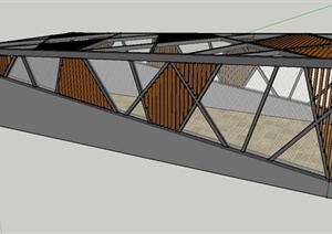 某现代风格地下车库出入口廊架设计SU(草图大师)模型