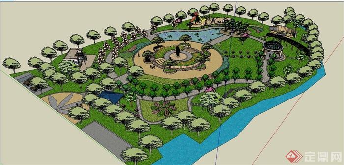 某欧式风格住宅区休闲公园景观规划设计SU模型(7)