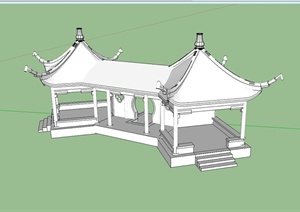 古典中式风格双亭组合设计SU(草图大师)模型