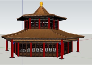 某古典中式风格亭楼建筑设计SU(草图大师)模型