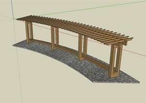 现代风格详细木质廊架设计SU(草图大师)模型