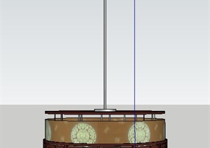 中式圆柱体吊灯SU(草图大师)模型