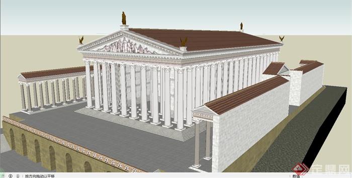 某古代欧式神庙建筑设计SU模型(2)