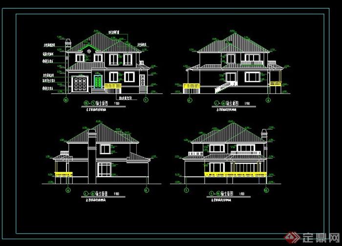 某美式风格二层别墅建筑设计CAD方案(2)