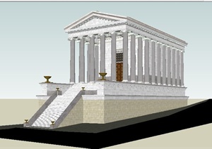 古代欧式神庙古建筑设计SU(草图大师)模型