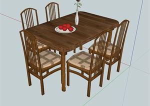现代风格室内餐厅餐桌椅设计SU(草图大师)模型