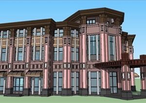 欧式古典风格售楼处会所建筑设计SU(草图大师)模型