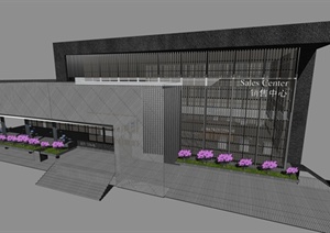某现代工业风格售楼部建筑设计SU(草图大师)模型