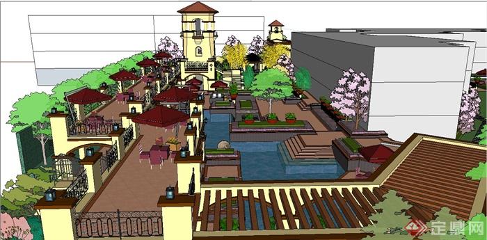 某欧式风格住宅小区休闲广场景观规划设计SU模型(2)